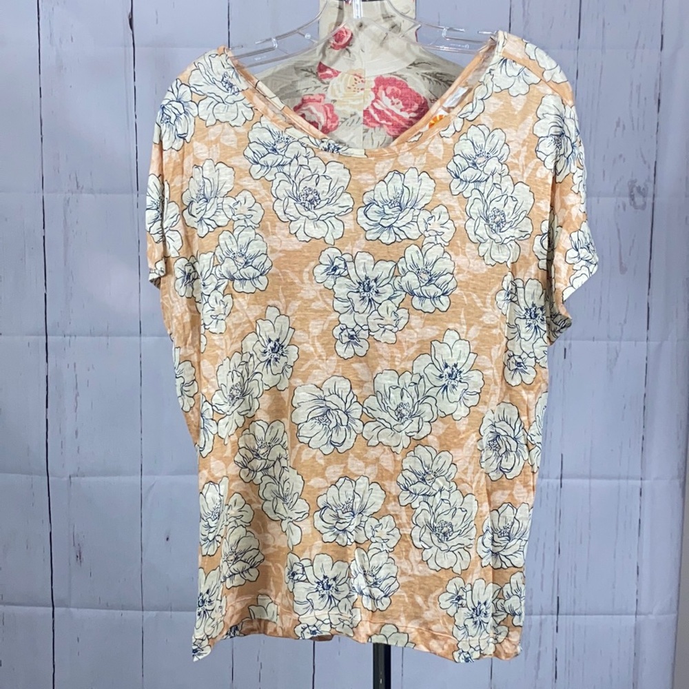 F3.C&C California 100% linen floral top size XL